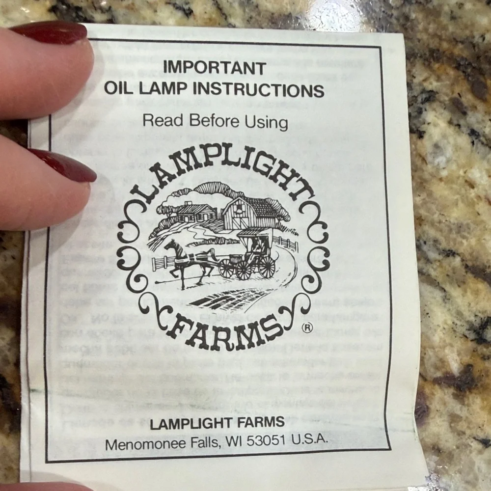 NEW IN BOX Lamplight Farms Glass Oil Lamp